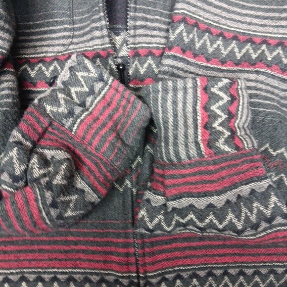 Woolrich Womens Small Shirt Jacket Wool Blend Gray Red Southwest Striped Zip Up - Picture 10 of 15